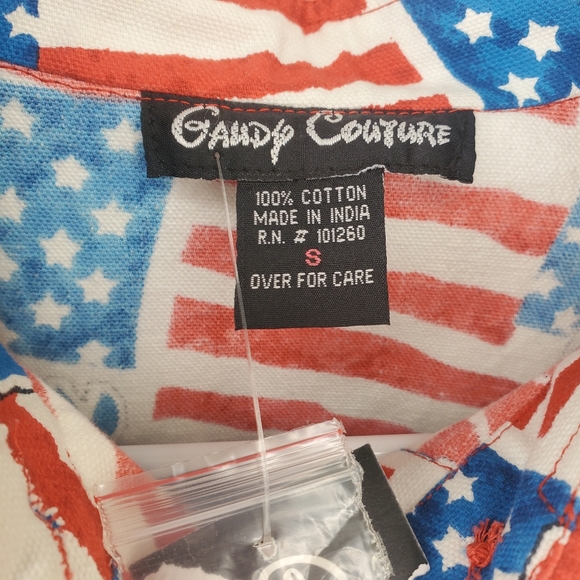 Gaudy Couture Democratic Party USA Flag Sequins Button Up Size small NWT - Picture 4 of 5